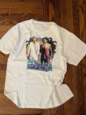 White Graphic Miami Vice Short-Sleeve T-Shirt